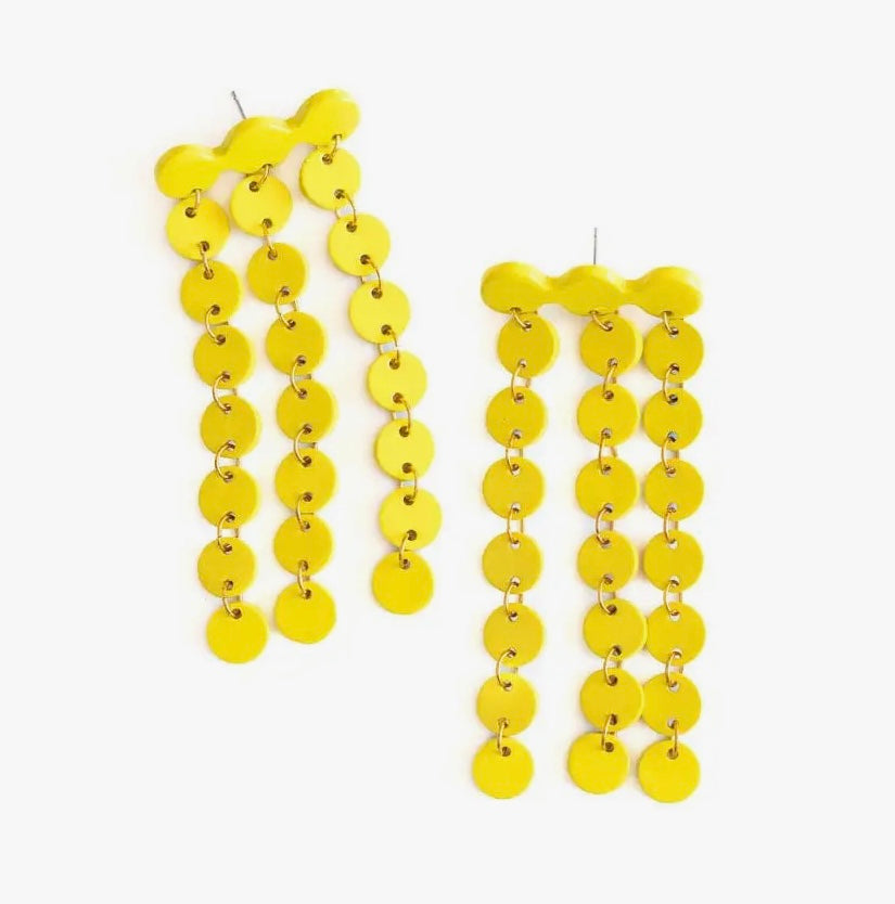 Sunshine Tienda Yellow Cascading Shield Earrings