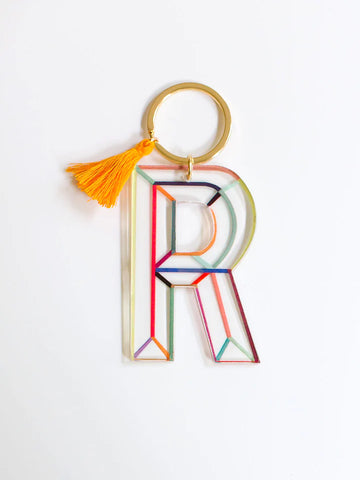 "R" Acrylic Initial Keychain