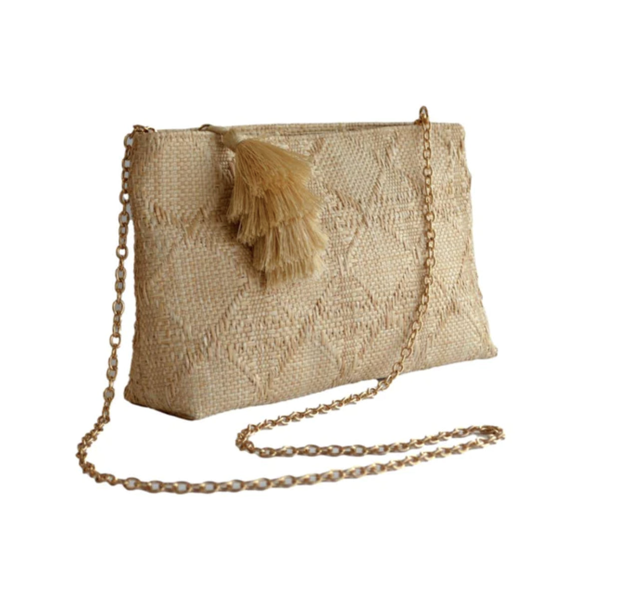 Luxe Bali Straw Island Clutch Cane Sand