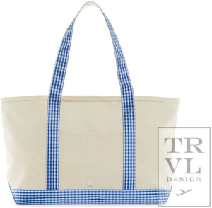 Medium Coated TRVL Tote-Gingham Sky