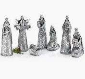 Hammered Poly-Resin Silver Nativity