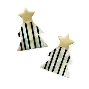 Striped Christmas Tree Earrings Sunshine Tienda