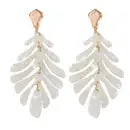 White Petite Palm Drop Earrings