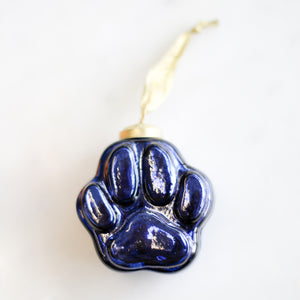 Tiger Paw Glass Ornament Navy