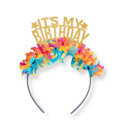 Its my Birthday Headband Gold/Multi