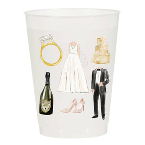 Wedding Collage Dress Tux Cake Ring Champagne -Set of 10 Cup