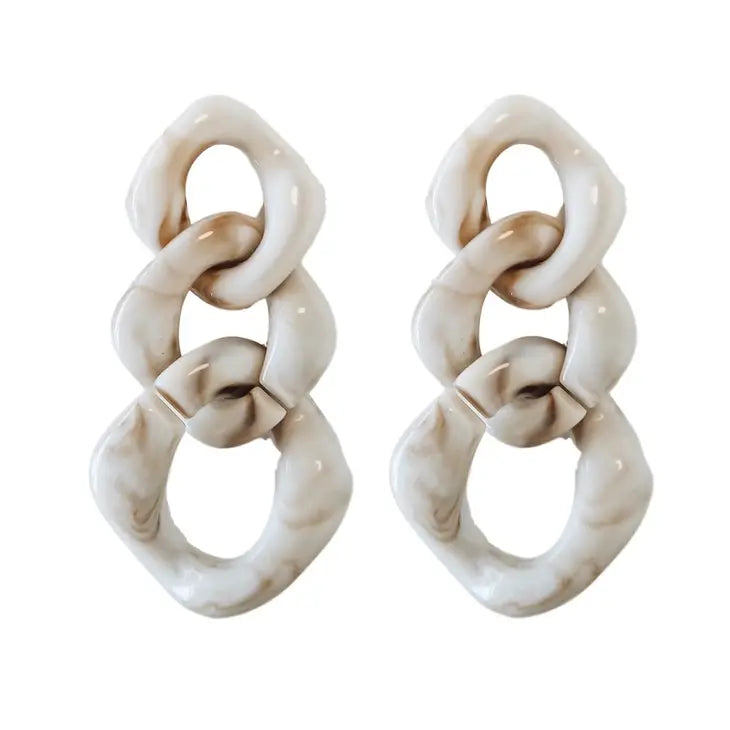 Cream Lucite Chain Drop Earrings