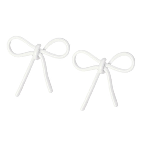 Solid White Bow Earrings