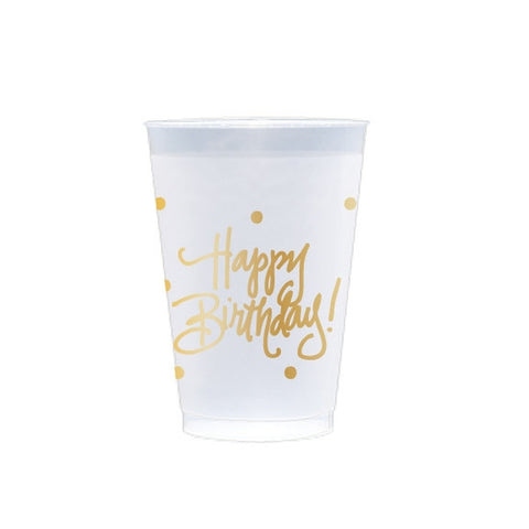 Happy Birthday Frosted Plastic Cups Set (10)