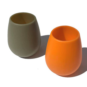 Burnt Orange and Olive Green/Brown Fegg Unbreakable Silicone Tumblers