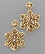 Gold Beaded Snowflake Earrings