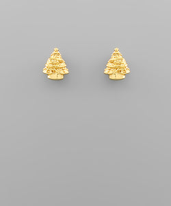 Christmas Tree Gold Dipped Earrings