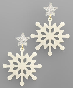 White Star and Snowflake Earrings