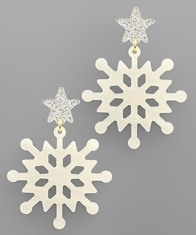 White Star and Snowflake Earrings