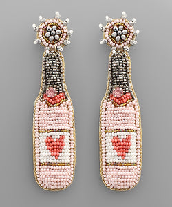 Pink Heart Bottle Earrings