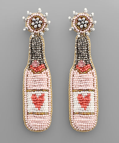 Pink Heart Bottle Earrings