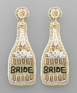 Bride Champagne Beaded Earrings