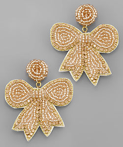 Rose Gold Bow Beaded Earrings