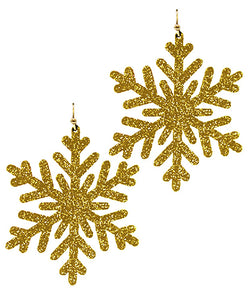 Gold Glitter Snowflake Earrings