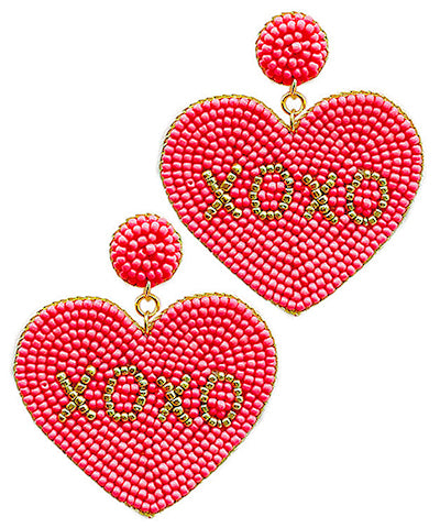 Beaded Heart with XO Earrings