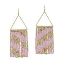 Gold Triangle with Seed Bead Tassel Earrings