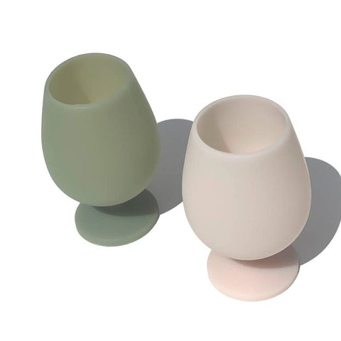 Moss Green and Light Pink Stemm Unbreakable Silicone Wine Tumblers