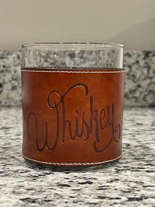 Whiskey Faux Leather Rocks Glass