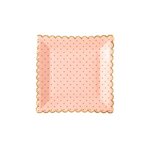 Pink Polka Dot Scalloped Plate