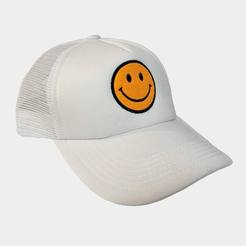White Smiley Face Baseball Hat