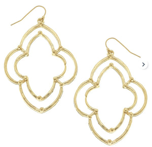 Susan Shaw Gold Scalloped Clover Earrings
