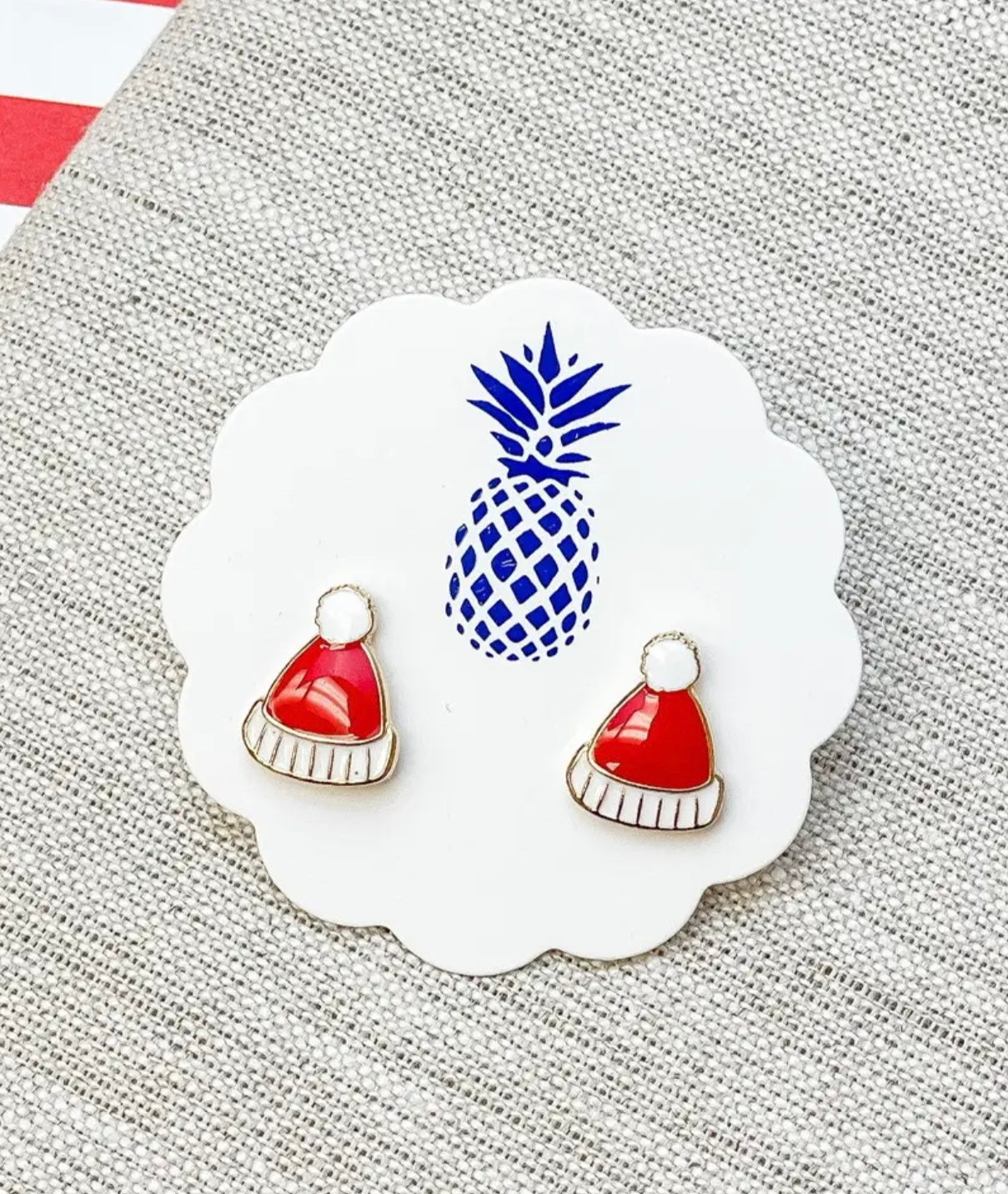 Enamel Santa Hat Stud Earring