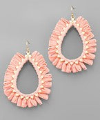 Peach Raffia Teardrop Earrings