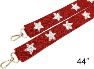 Red and White Star Beaded Purse Strap