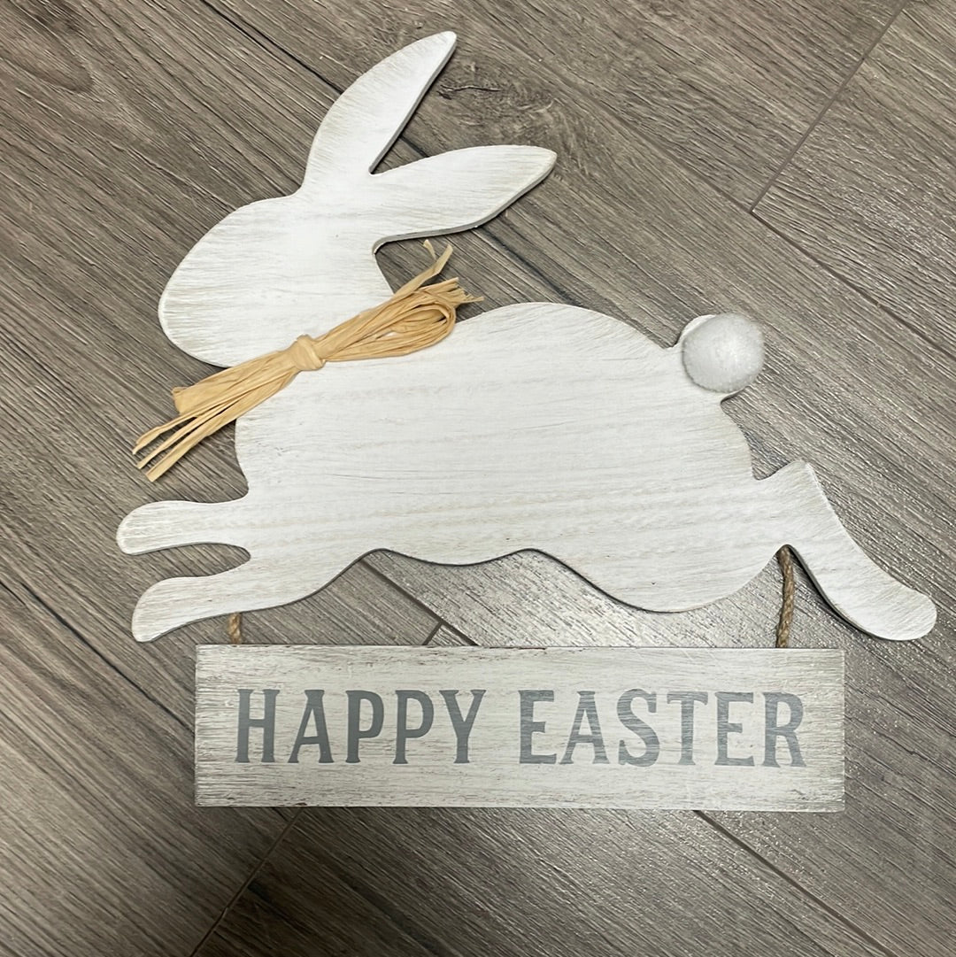 Bunny happy Easter wooden sign