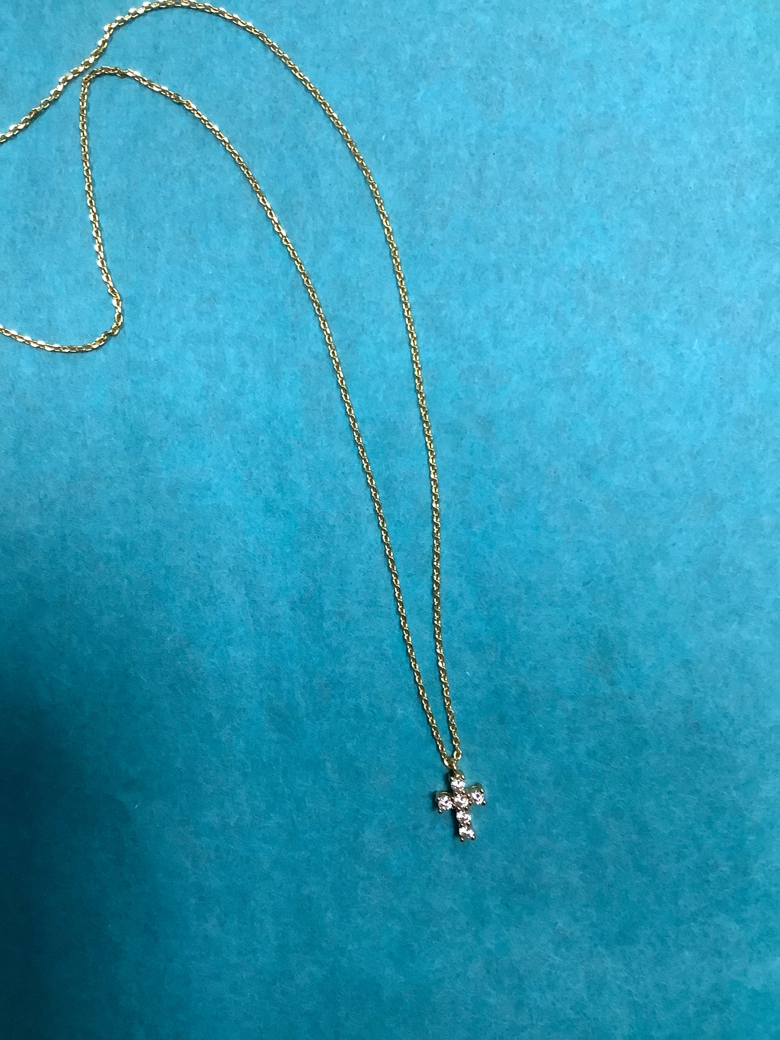 Gold/Crystal Cross Necklace