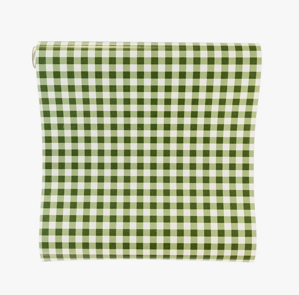 Green Gingham Paper Table Runner