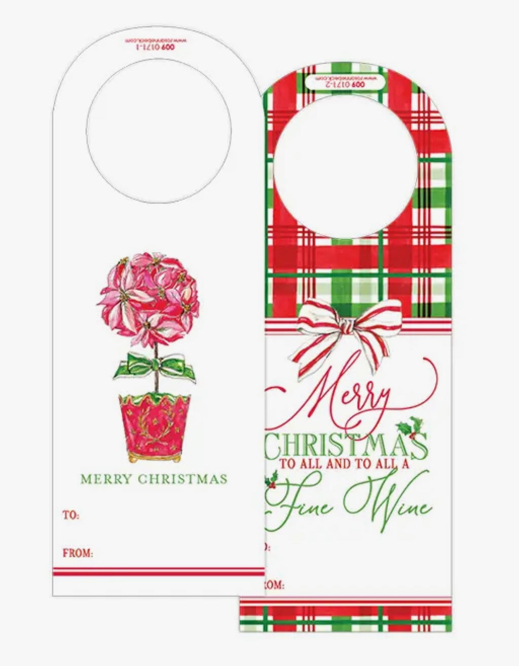 Green and Red Plaid Wine Tag