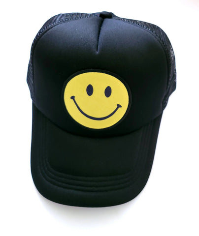 Black on Black Smiley Face Hat