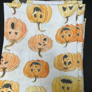 Water color Halloween pumpkins tea towel