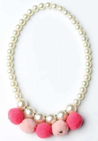 Hot Pink/ Light Pink Pom-Pom Pearl Necklace