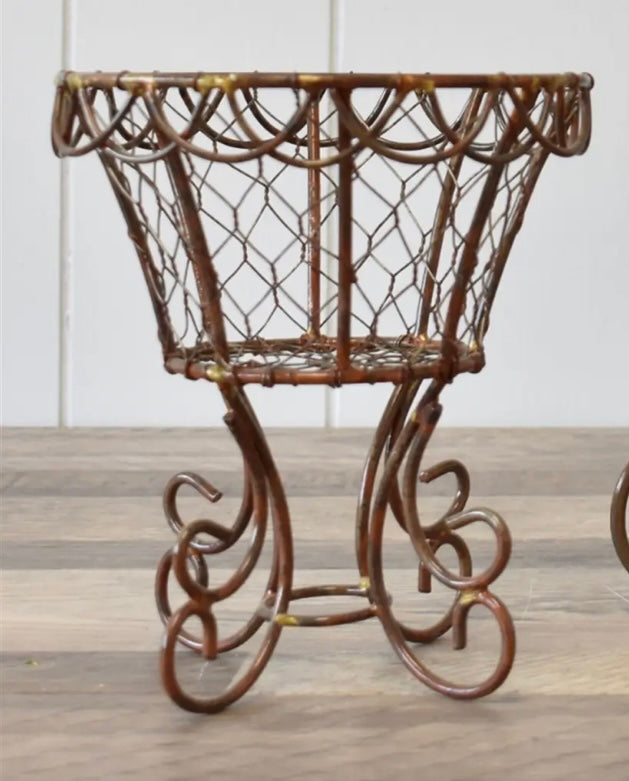 Small Footed Woven Metal Planter