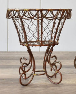 Small Footed Woven Metal Planter