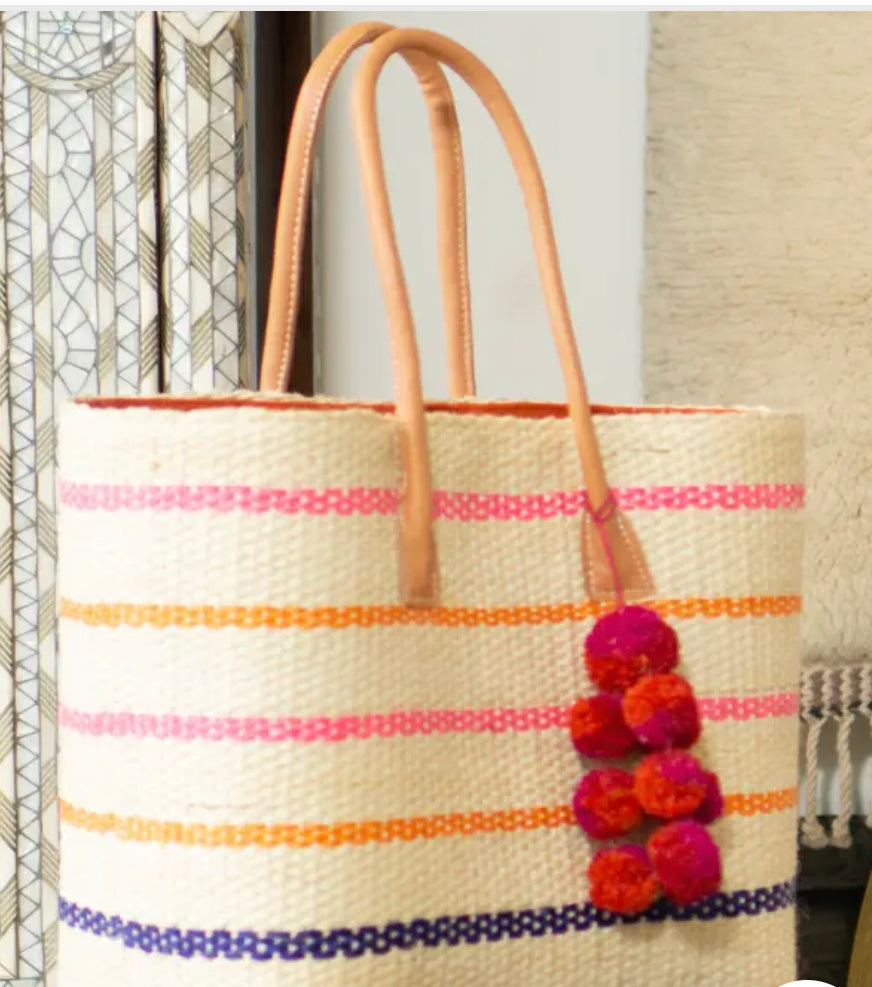 Capitola striped Strawbag basket