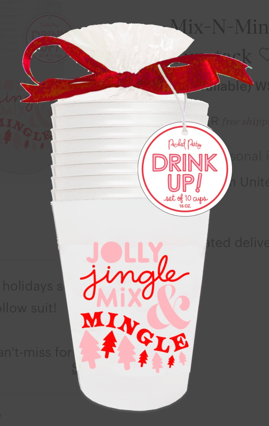 Jolly, Jingle, Mix and Mingle Plastic Cups (Set of 10)
