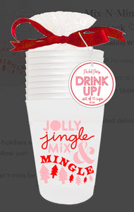 Jolly, Jingle, Mix and Mingle Plastic Cups (Set of 10)