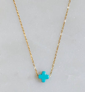 Teal cross necklace-so very blessed