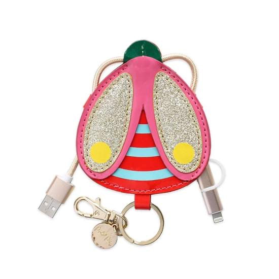 Packed party ladybug keychain charger