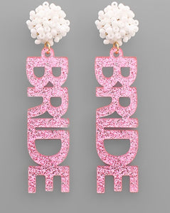 Pink Glitter Bride Earrings