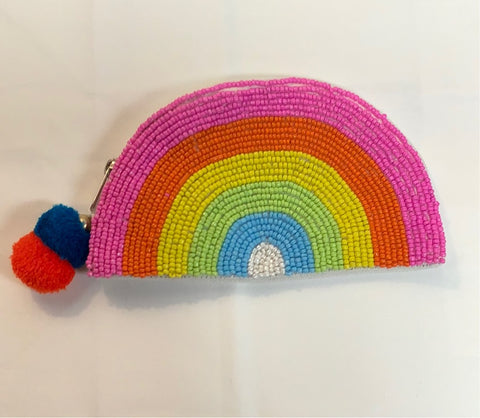 Rainbow beaded pouch