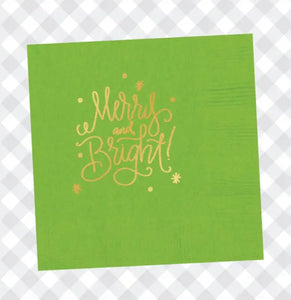 Merry and Bright Lime Green Cocktail Napkins